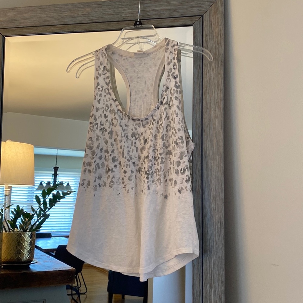 Converse One Star, size M, racerback tank top, cream and gray cheetah print